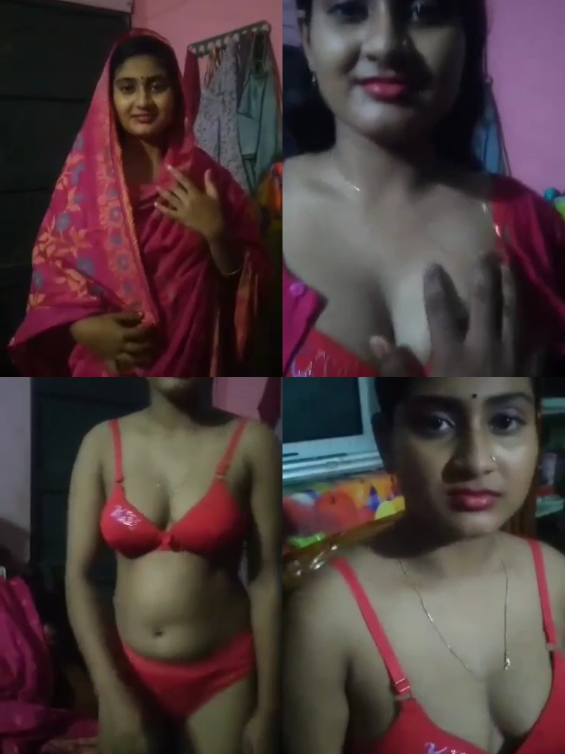 Hot pink Saree bangla girl  boobs sucking blowjob hard fucking part 1