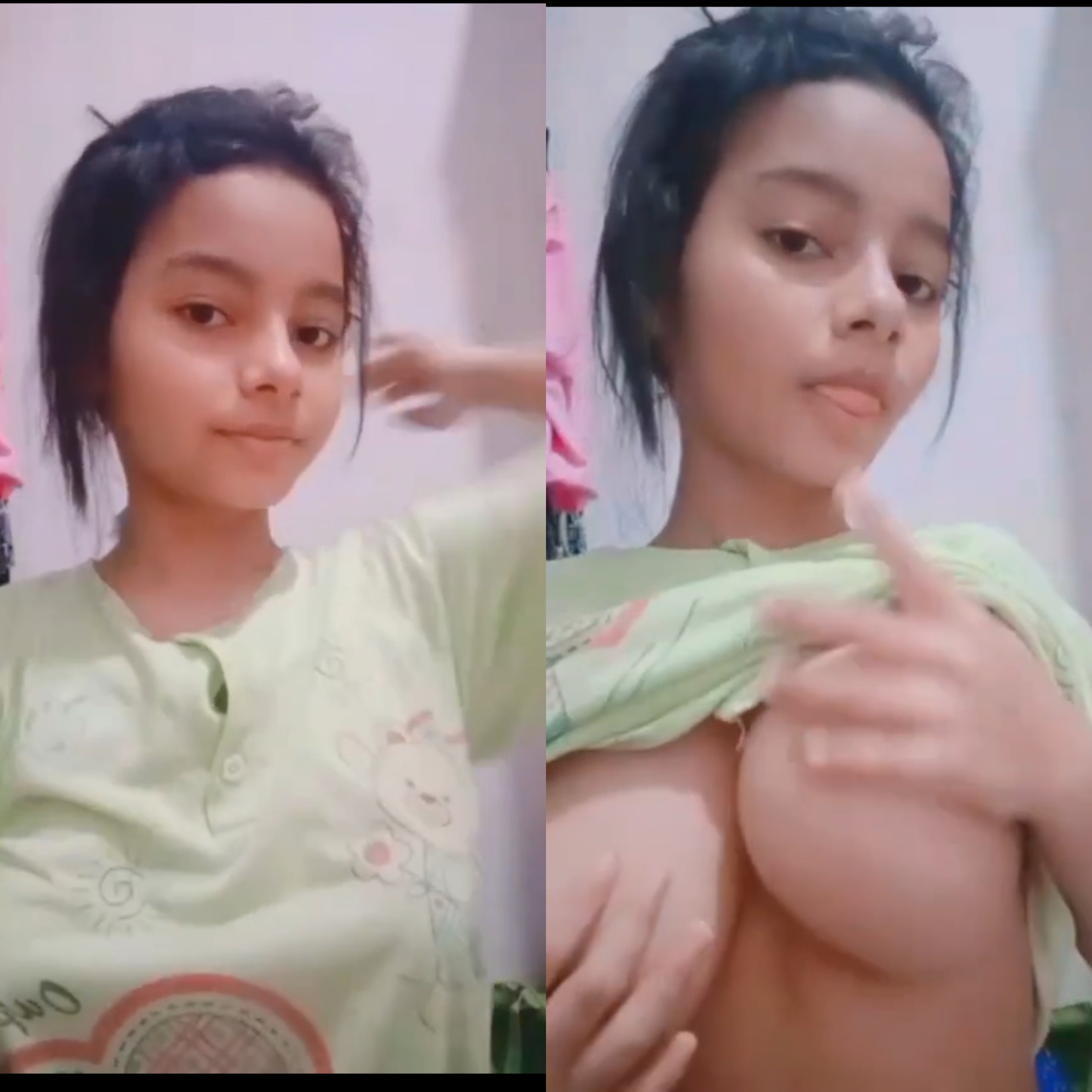 Cute small girl showing  big boobs exclusive video